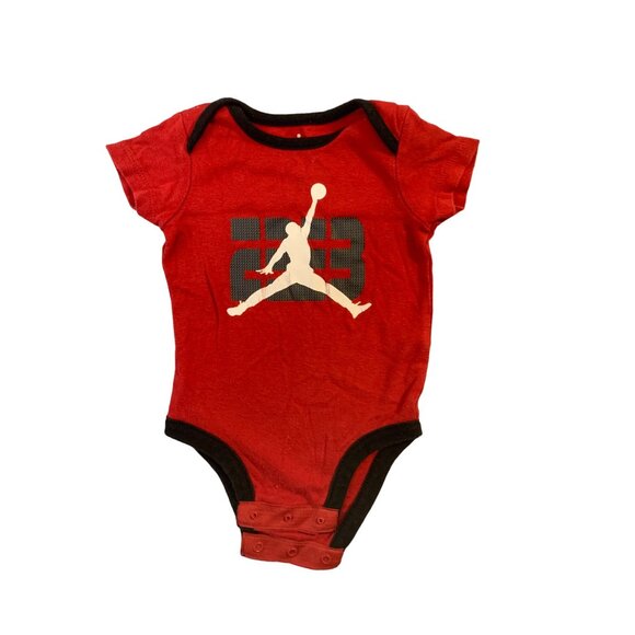 Air Jordan Other - Air Jordan Boys Infant Baby Size 6 9 Months Red Bodysuit Black Trim White Jumpma